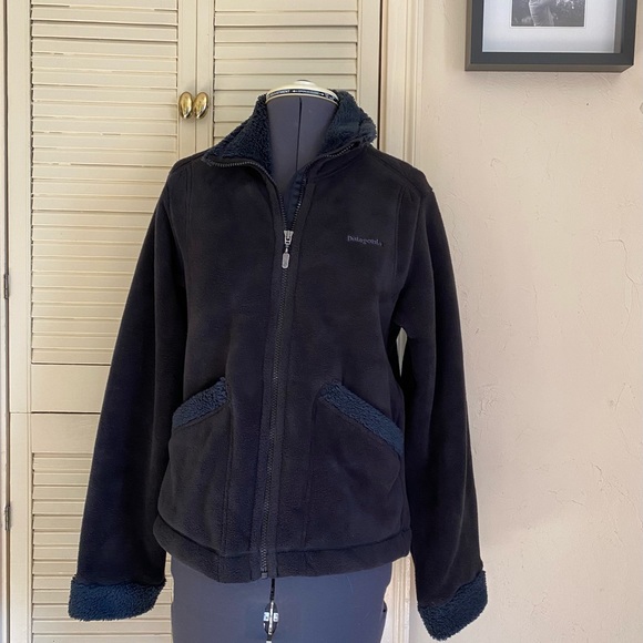 Rare Patagonia Synchilla Windzone Jacket w/ Velour Like Fleece Women Small Black - Picture 7 of 12